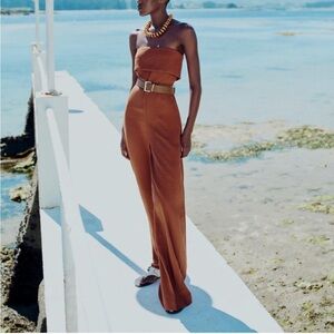 Zara wide leg belted jumpsuit